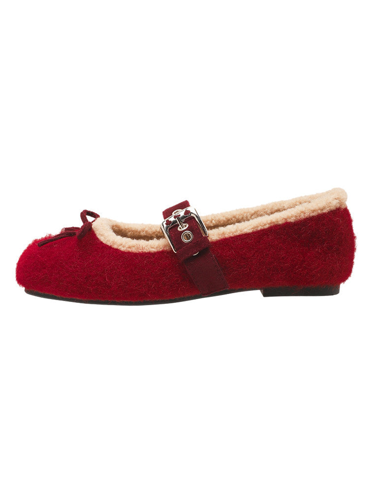 Faux-Fur Mary Jane Flats