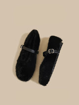 Plush Strap Winter Loafers
