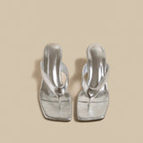 Wedge Flip Sandals (Silver)