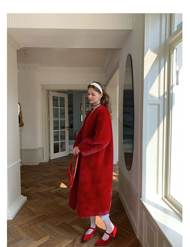 Long Red Fur Coat