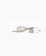 Crystal Bow Sandals (Cream)