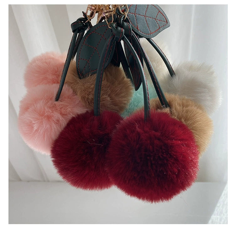 Cherry Pom-Pom Keyring