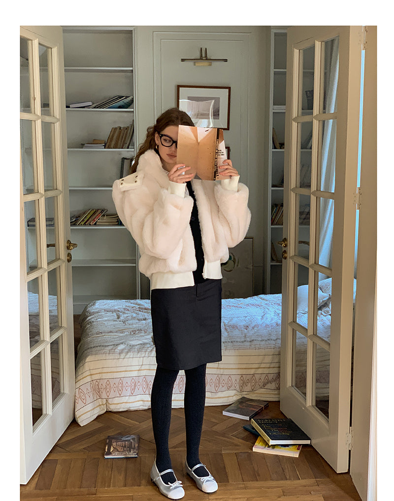 Hooded Cropped Fur Jacket