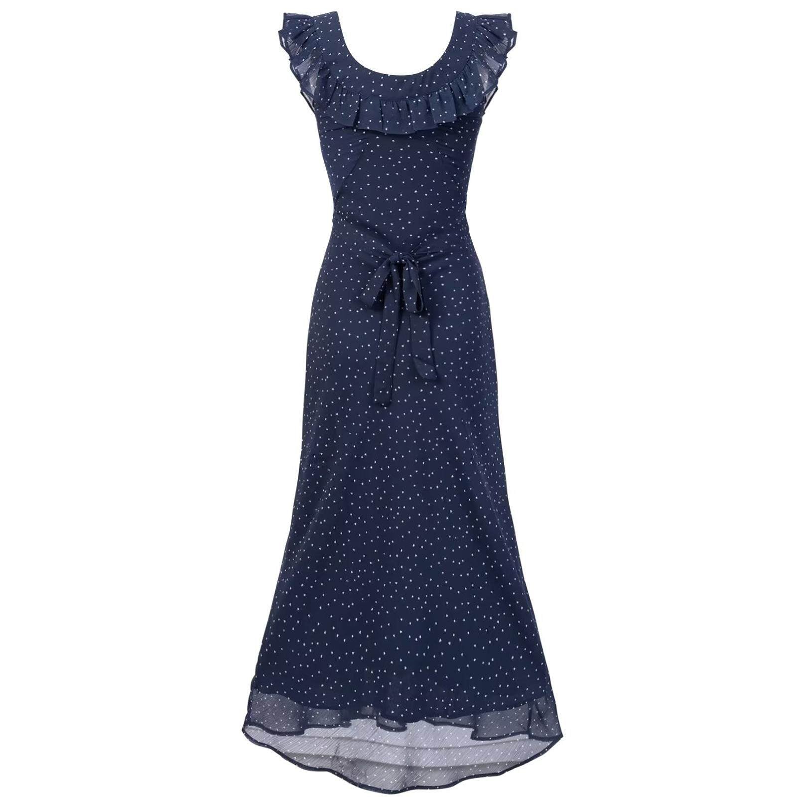 Dotted Ruffle Midi Dress