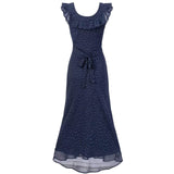 Dotted Ruffle Midi Dress