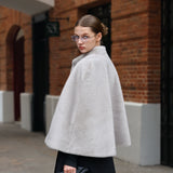Light Gray Faux-Mink Cape