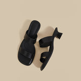 Double Strap Curve Sandals (Black)