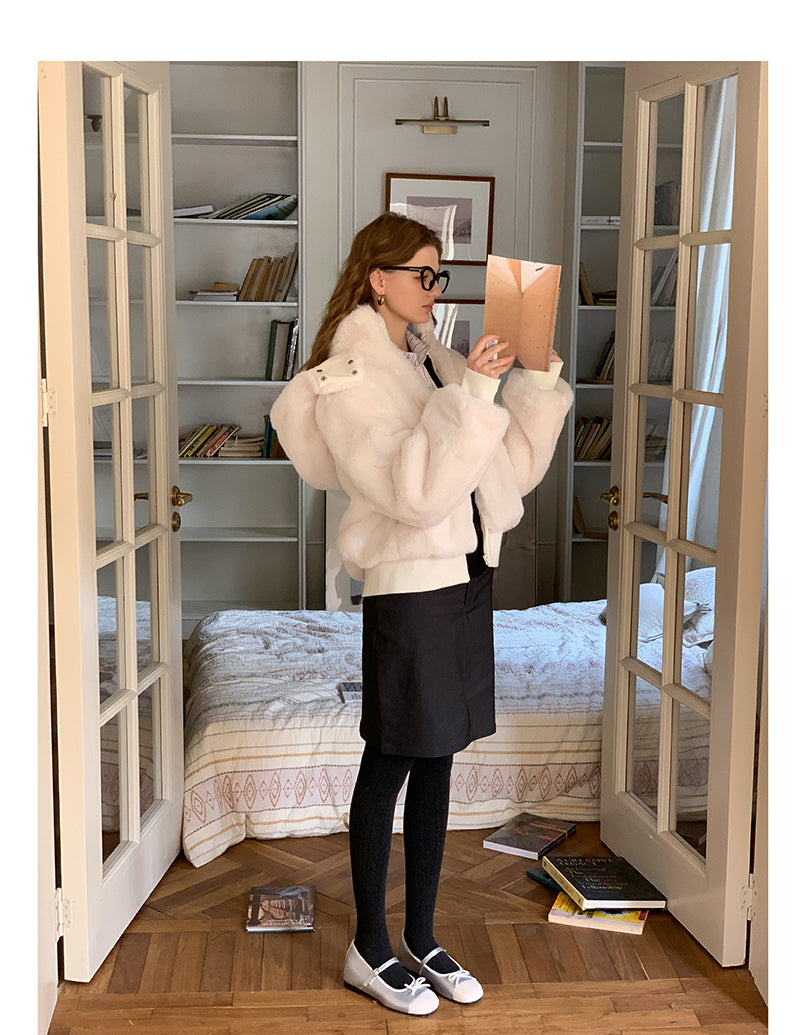 Hooded Cropped Fur Jacket