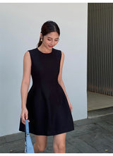 Structured Flare Mini Dress - Black