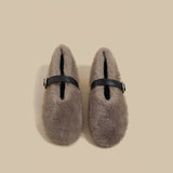 Plush Strap Winter Loafers