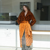 Faux-Mink Belted Pumpkin