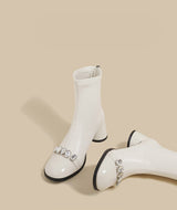Rhinestone Strap Ankle Boots