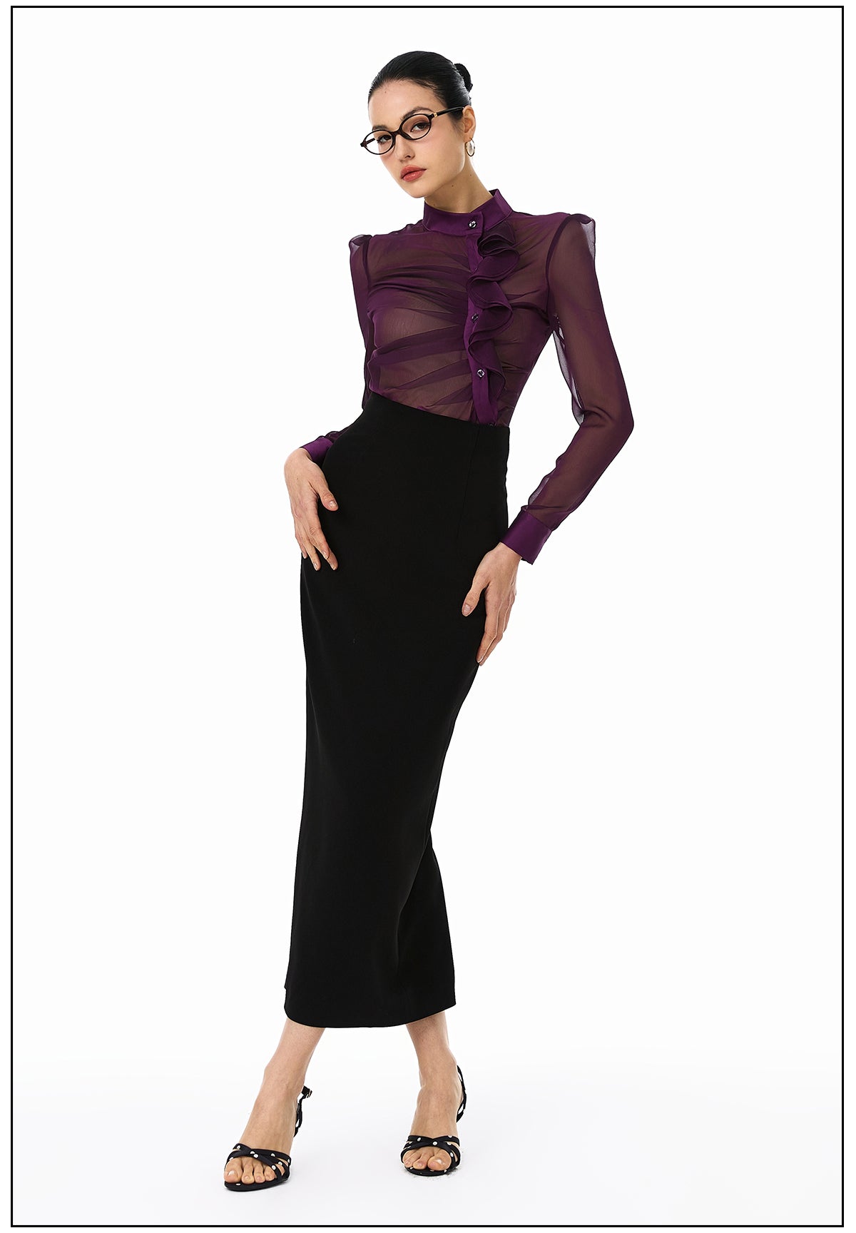 Ruched Sheer Blouse