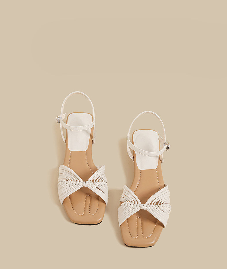 Knot Strap Heel Sandals (Ivory)
