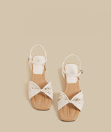Knot Strap Heel Sandals (Ivory)
