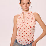 Apricot Dot Halter Top