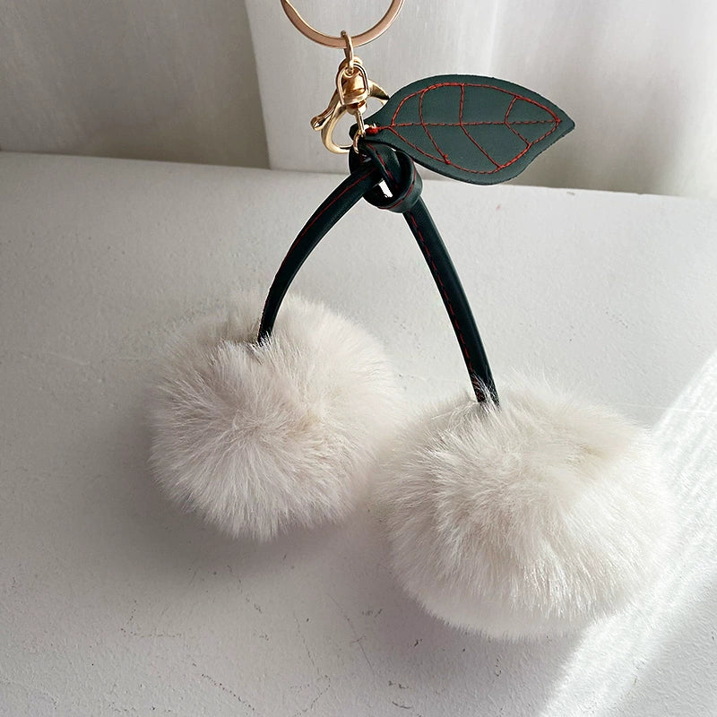 Cherry Pom-Pom Keyring