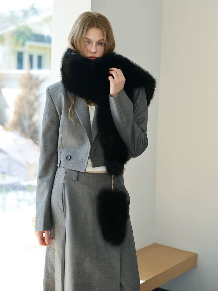 Plush Statement Scarf - Black