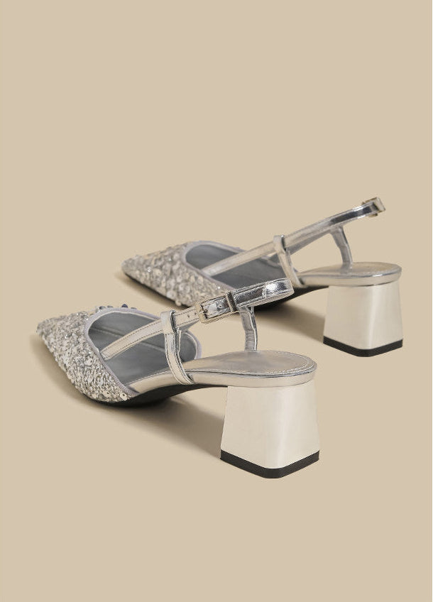 Sequin Pointed Slingback Heels