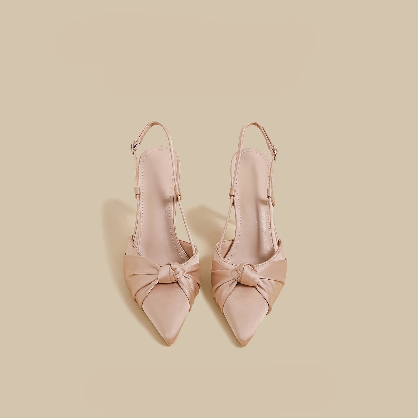Bow Satin Slingback Heels