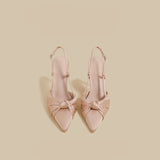 Bow Satin Slingback Heels