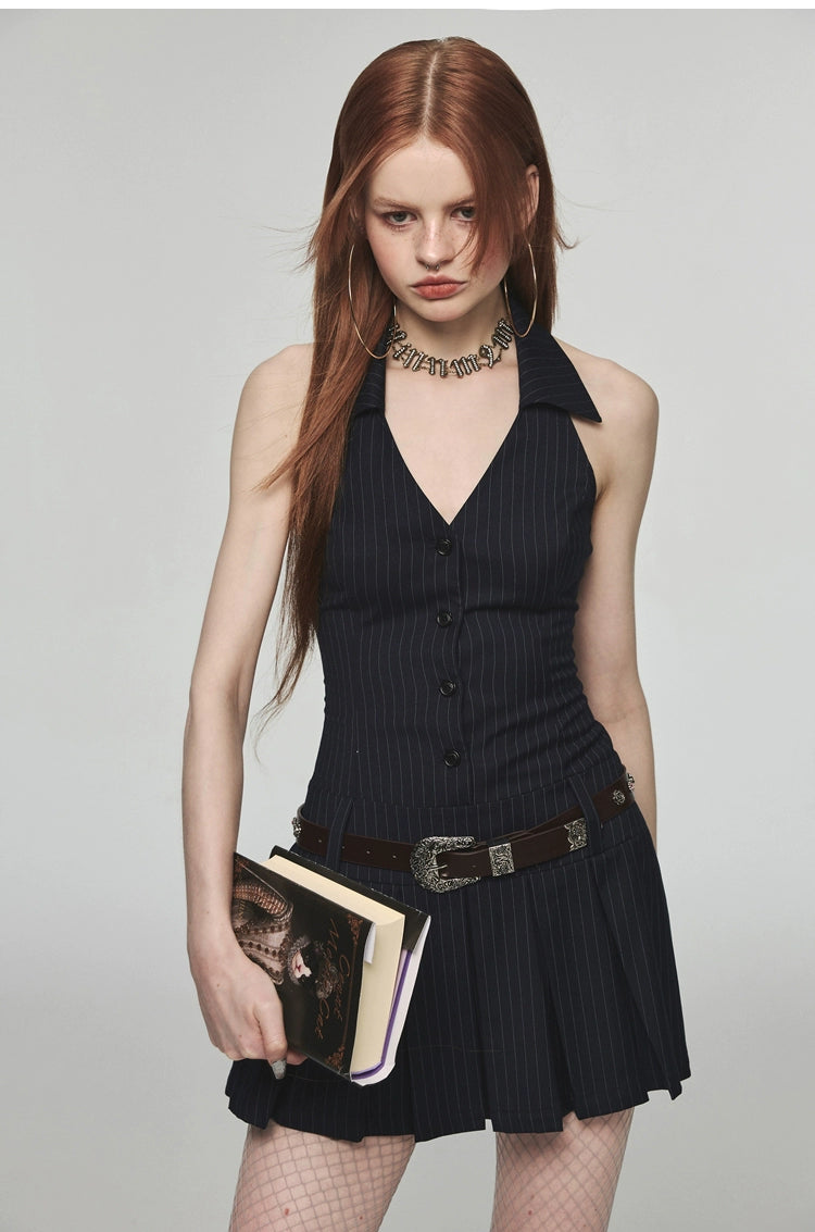 Pleated Halter Dress