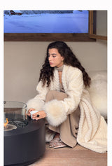 Plush Sleeves Fur Coat - Long