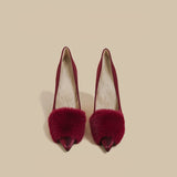 Plush Fur Pointed Heels