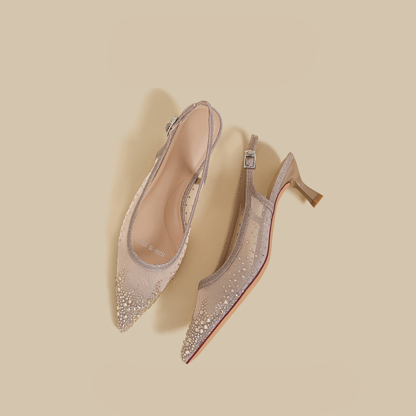 Crystal Mesh Pointed Slingback Heels