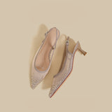 Crystal Mesh Pointed Slingback Heels