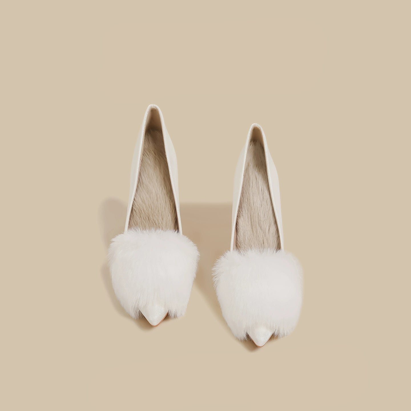Plush Fur Pointed Heels