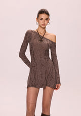 Slanted Shoulder Mini Dress