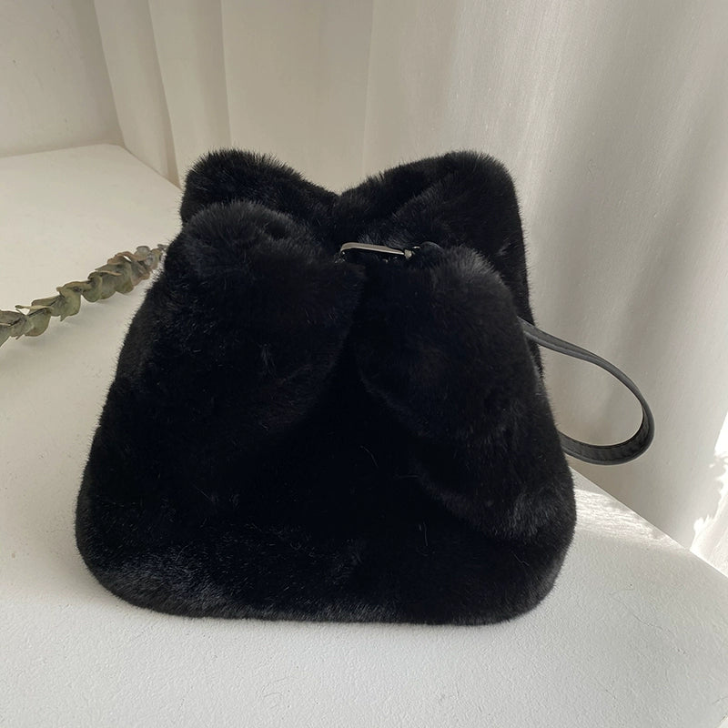 Faux Rabbit Fur Bucket Bag