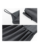 Peated V-neck Camisole Dress - Grey