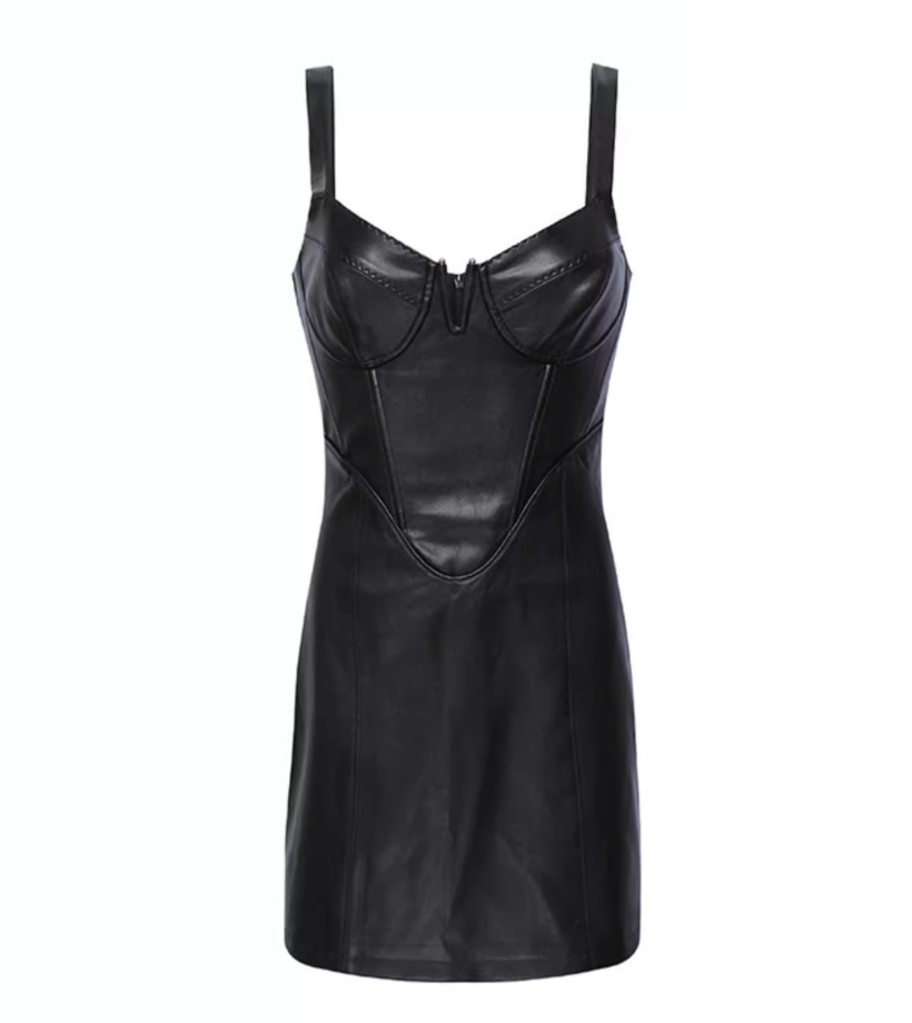Black Faux Leather Dress