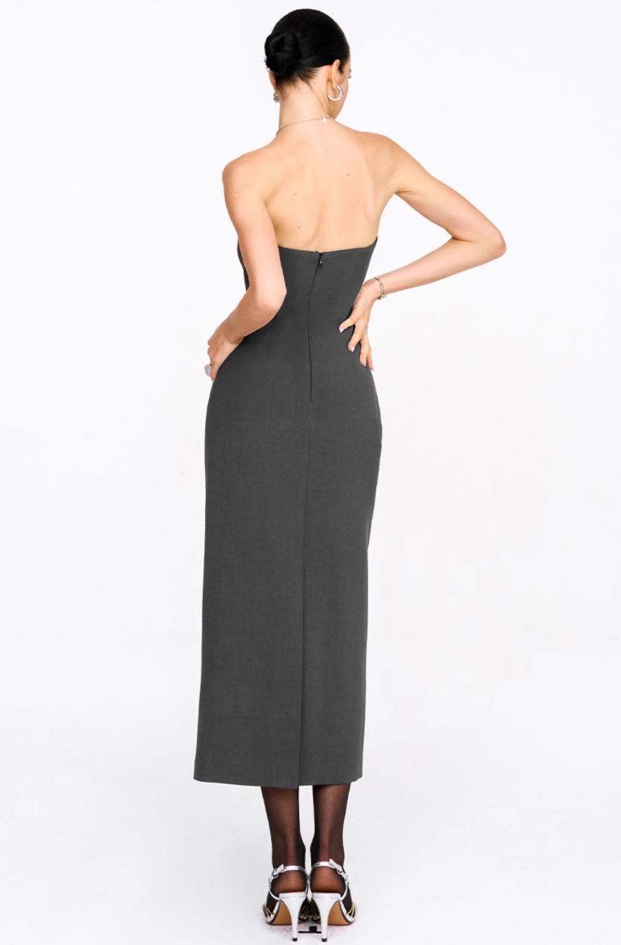 Dark Grey Bandeau Dress