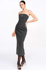 Dark Grey Bandeau Dress