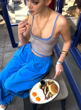 Blue Sports Drawstring Pants
