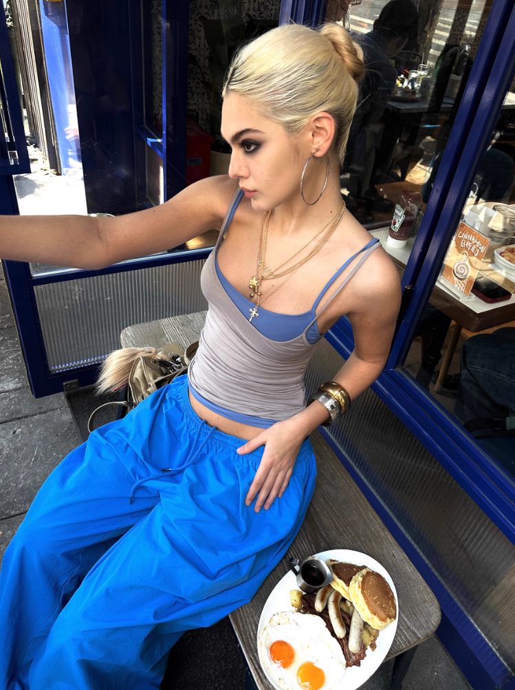 Blue Sports Drawstring Pants