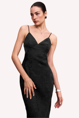 Mabel Black Jacquard Slip Dress