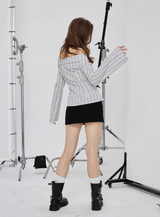 Off-Shoulder Stripe Shirt
