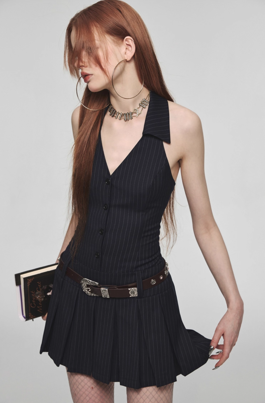 Pleated Halter Dress
