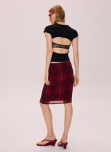 Red Plaid Midi Skirt