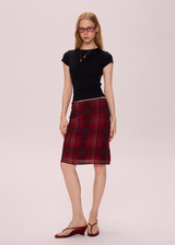Red Plaid Midi Skirt