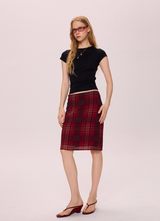 Red Plaid Midi Skirt