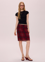 Red Plaid Midi Skirt