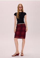 Red Plaid Midi Skirt