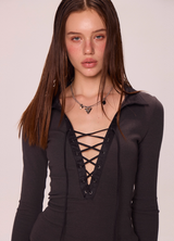 Patchwork V-Neck Polo