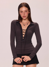 Patchwork V-Neck Polo