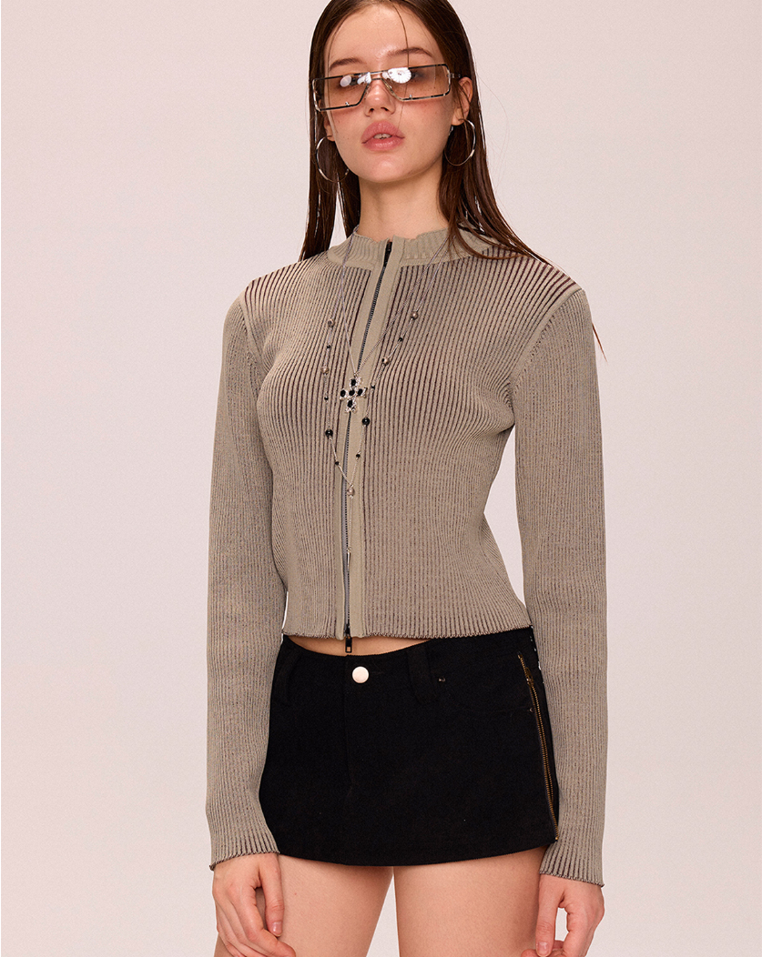 Zipper Woolen Top